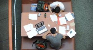 Students working at desk