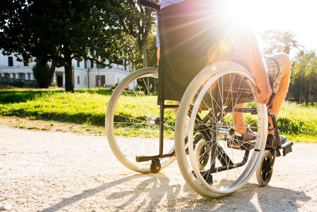 A wheelchair in the sun